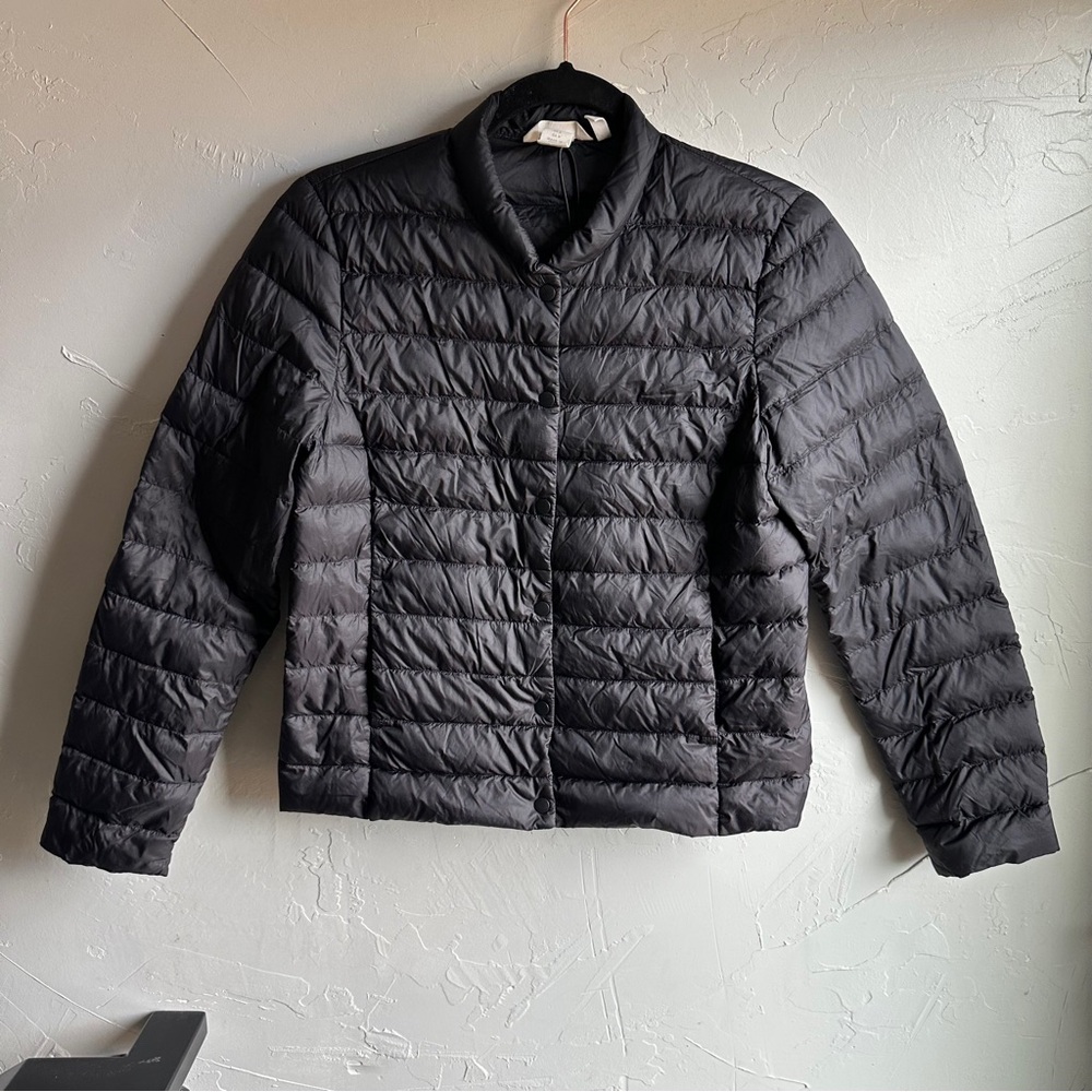 H&M Packable Down Puffer Jacket Black Lightweight Gorpcore Minimalist Sz S